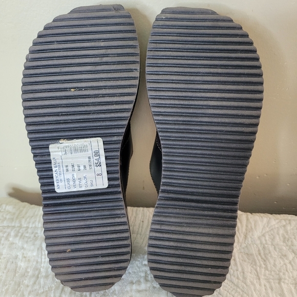 Vintage American Eagle Y2K Brown Platform Sandals 8 Chunky Wedge Cork Sole - Picture 9 of 10